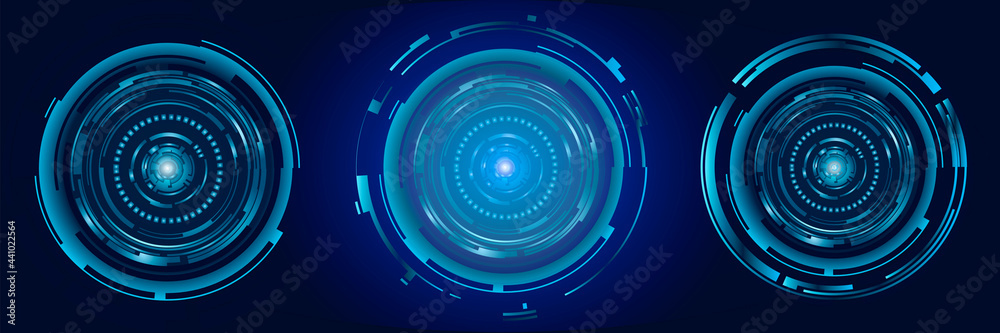 Blue abstract futuristic HUD object. Sci Fi user interface digital eye ...
