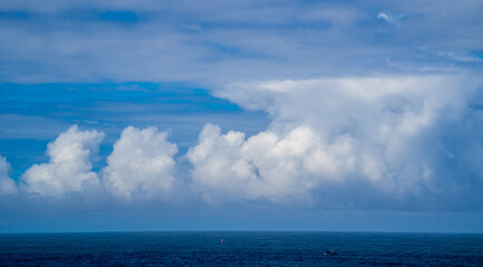  Beautiful white cloud formations above the Pacific ocean near Depoe Bay on the Central Oregon coast