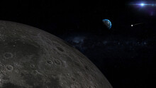 Earth And Moon, 
The Moon At Perigee 3d Illustration