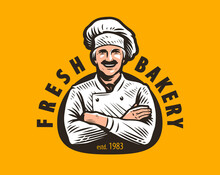 Bakery Emblem. Chef Baker Logo. Food Concept Vector Illustration