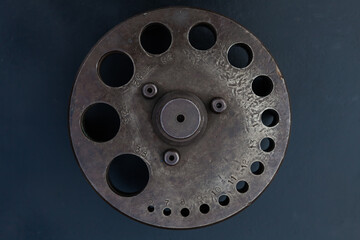 Industrial tool for punching holes in rubber and punching holes of different diameters for gaskets.