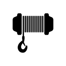 Winch Icon. Black Silhouette. Front View. Vector Simple Flat Graphic Illustration. The Isolated Object On A White Background. Isolate.