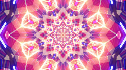 Aufkleber - 3D rendering of cool futuristic kaleidoscope patterns in blue and red vibrant colors