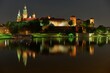 Wawel Castle in Krakow, Vistula boulevars in the night