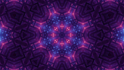 Aufkleber - 3D rendering of cool futuristic kaleidoscope patterns in purple and black vibrant colors
