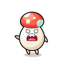 Poster - cute mushroom cartoon in a very angry pose