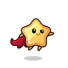 Wall Mural - cute star superhero character is flying