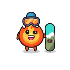 Sticker - Illustration of fire character with snowboarding style