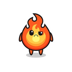 Sticker - the mascot of the fire with sceptical face