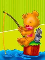 Wall Mural - Fishing Bear