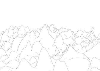 Poster - Contour of rocky mountains on a white background. Vector illustration