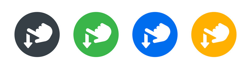 Poster - Hand swipe down icon, finger scroll symbol set on white background.