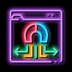 Poster - folder magnetic pull neon light sign vector. Glowing bright icon folder magnetic pull sign. transparent symbol illustration