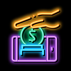 Poster - mobile account replenishment neon light sign vector. Glowing bright icon mobile account replenishment sign. transparent symbol illustration