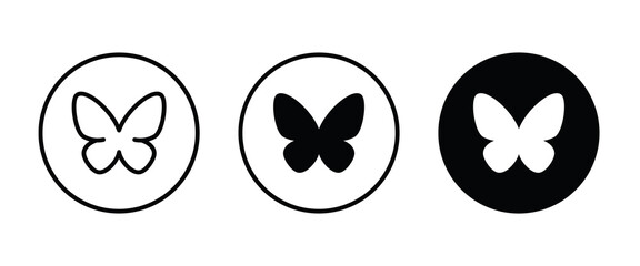 butterfly icon button, vector, sign, symbol, logo, illustration, editable stroke, flat design style isolated on white linear pictogram