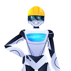 Poster - robot engineer in helmet modern robotic character artificial intelligence concept portrait