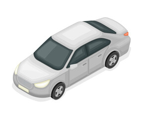 Poster - Sedan or Saloon as Passenger Car and Urban Transport Isometric Vector Illustration