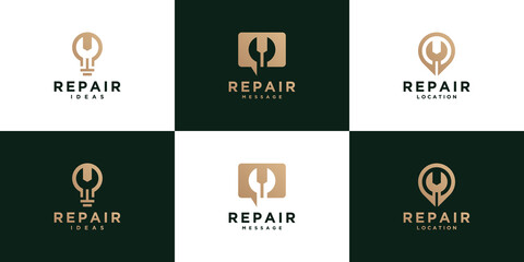 tool repair creative logo collection