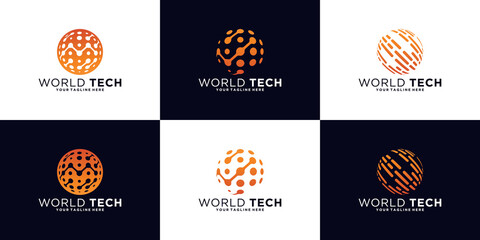 technology globe circle logo collection