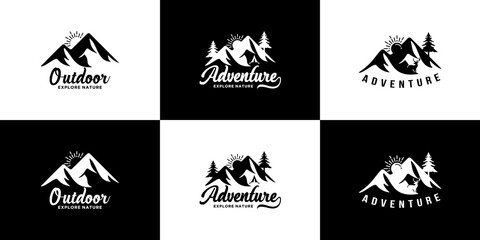 climbing adventure mountain logo collection