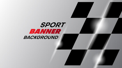 Wall Mural - sport racing banner background with light and flag