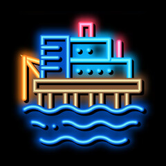 Poster - water power plant neon light sign vector. Glowing bright icon water power plant sign. transparent symbol illustration