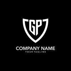 GP monogram initial logo with clean modern shield icon design