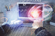 © peshkova - Double exposure of woman hands working on computer and data theme hologram drawing. Tech concept.