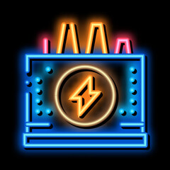 Wall Mural - power station neon light sign vector. Glowing bright icon power station sign. transparent symbol illustration