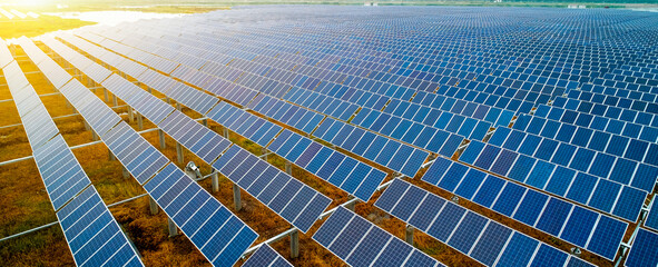 aerial detail of blue solar photovoltaic panel
