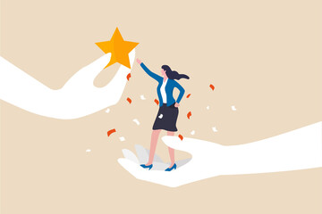 employee success recognition, encourage and motivate best performance, cheering or honor on success 