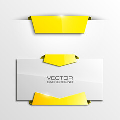 Vector abstract banner. The original form as two form, overlapping. The flat image. Advertising Design shape. Vector label tag.