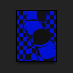 Poster - Abstract Fashionable Poster. Swiss Graphic. Blue and Black Distorted Squares. Vector illustration