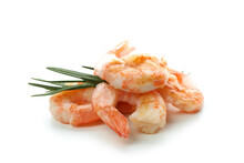 Tasty Grilled Shrimps Isolated On White Background
