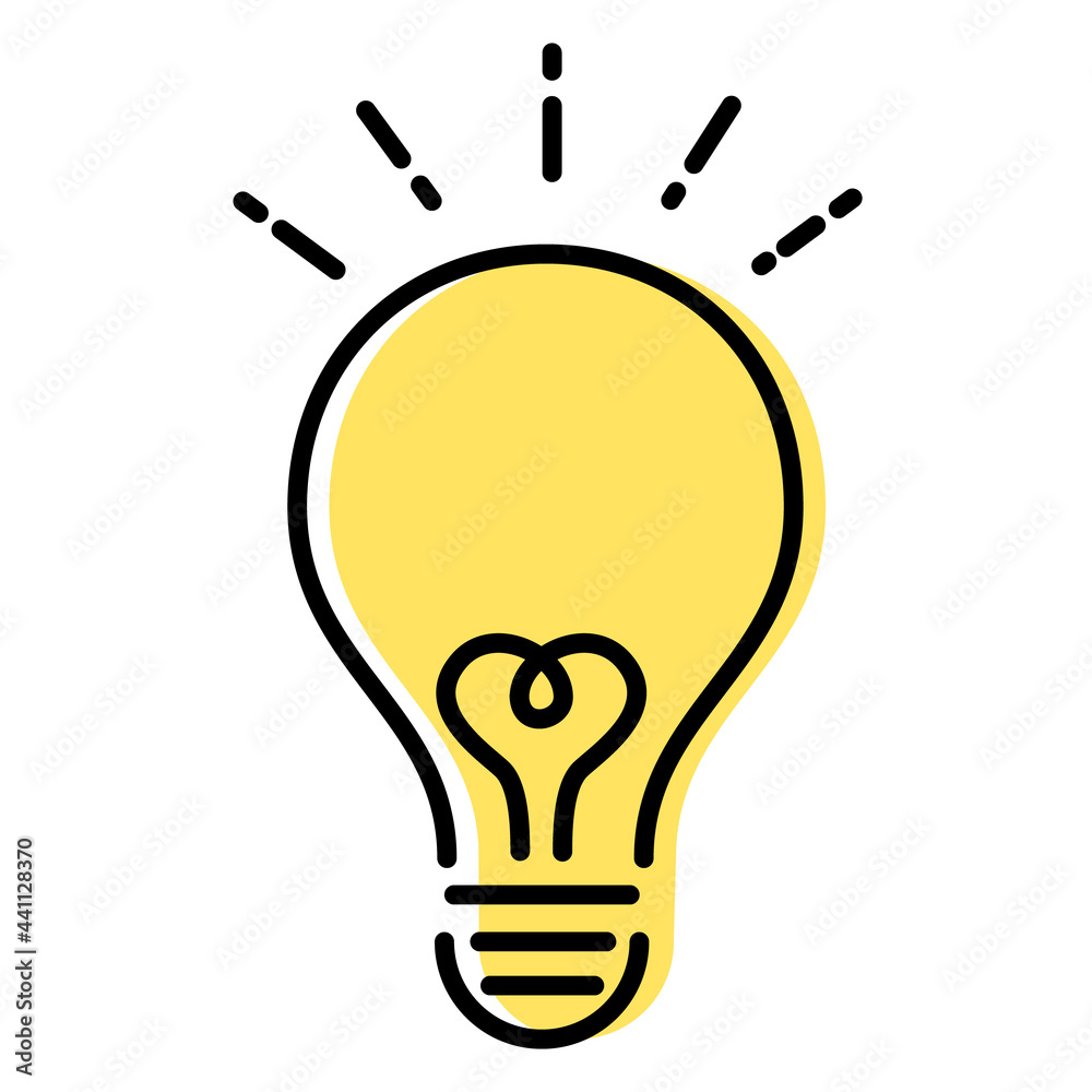 ひらめき電球アイコンのベクターイラスト(アイディア,シンボル,電球,発見) Stock Vector | Adobe Stock, image size:1000x1000