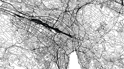 Urban vector city map of Zurich centre, Switzerland, Europe