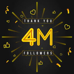 Wall Mural - Thank you 4M followers Design. Celebrating 4 or four million followers. Vector illustration.