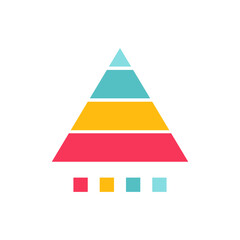 Wall Mural - pyramid shape with four colorful charts. triangle data segments. business infographic template for p