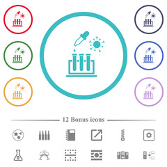 Poster - Covid research flat color icons in circle shape outlines