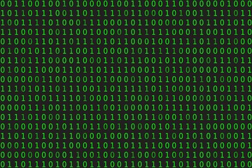 Program datum background. Green programming binary coding. Matrix