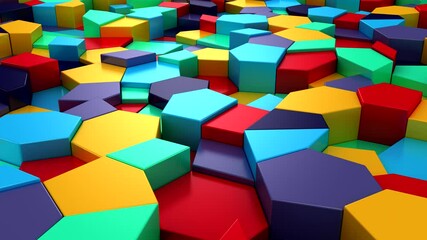 Background of Geometric Shapes. Abstract motion, loop, 3d rendering, 4k resolution
