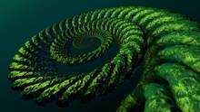 Organic Fantasy Spiral With Rough Surface. Futuristic Radial Effect. Floral Circle Ornament. Curled Fern Leaf. 3D Rendering