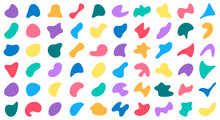 Random Blobs. Abstract Blob Shapes, Liquid Paint Blobs, Spreading Fluid Ink Blotch Elements Isolated Vector Illustration Set. Blotch Minimal Abstract Shapes