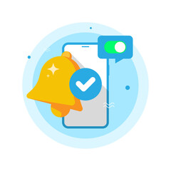 Poster - notification successfully enabled or turned on concept illustration flat design vector eps10. modern graphic element for landing page, empty state ui, infographic, icon