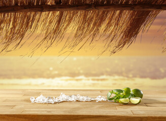 Wall Mural - Desk of free space and summer background of sea 