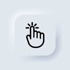 Poster - Hand cursor icon. Hand touch screen smartphone icon. Smartphone screen with clicking finger. Cursor icons vector. Neumorphic. Neumorphism. Vector illustration
