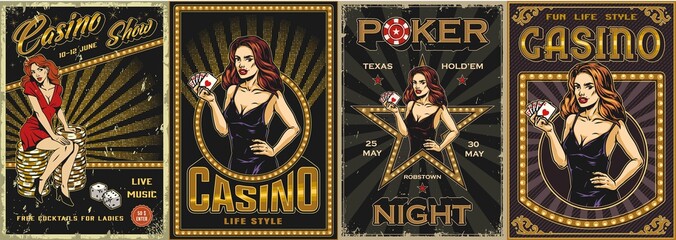 Sticker - Casino vintage colorful posters