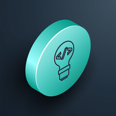 Aufkleber - Isometric line Web design and front end development icon isolated on black background. Turquoise circle button. Vector