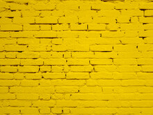 Yellow Wall Brick Background Texture Image.