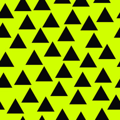 Poster - Yellow background and black triangles. Vector seamless triangle pattern.